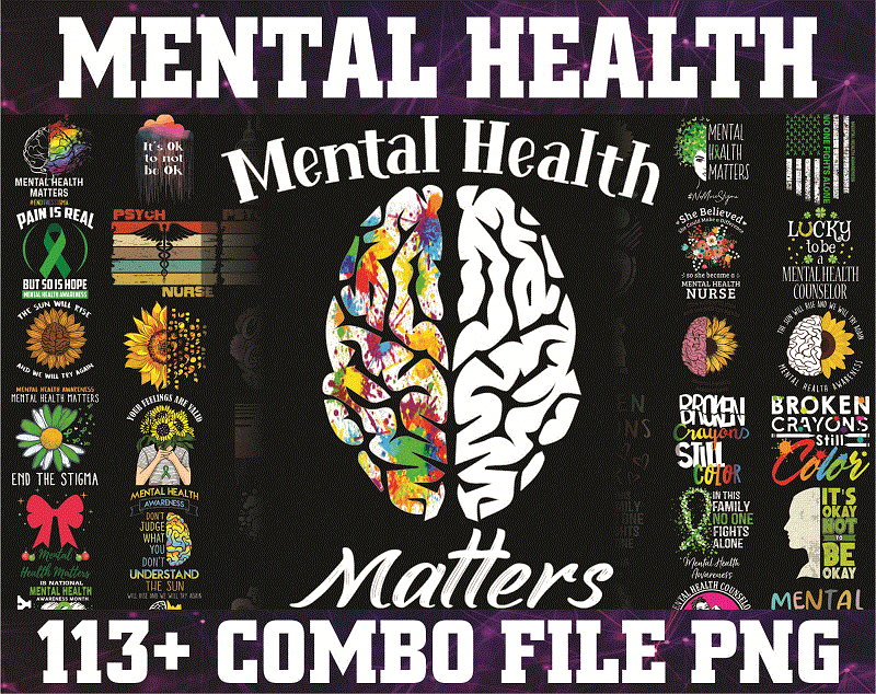 Combo 113+ Designs Mental Health PNG Bundle, Mental Health Matters Png, Mental Health Awareness Png, Depression Awareness Png, Semicolon Png 962123394