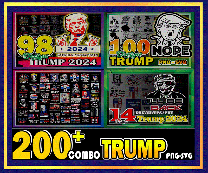 Combo 200 Trump Svg Bundle, Donald Trump png svg, Supporter trump png, Make America Great Again, Donald Trump Face Vector, Digital Download CB1006742590