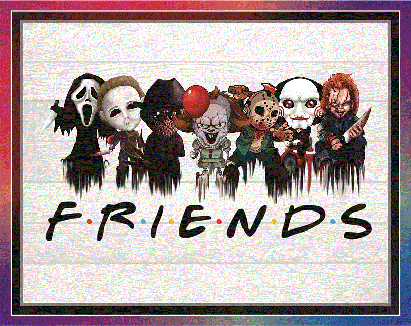 Friends Chibi Horror Characters PNG, Halloween Gift, Friends, Sublimated Printing, Instant Download, Png Printable,Digital Print Design 863386567