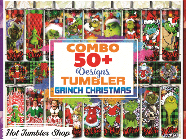 50+ combo tumbler grinch christmas tumbler png – christmas 2021 tumbler png, 20 oz skinny digital file, tumbler digital 8808122011