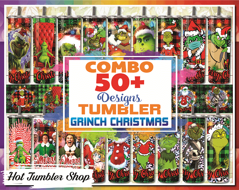 Christmas Character Grinch Pattern 40 oz 2 piece Tumbler Wrap 