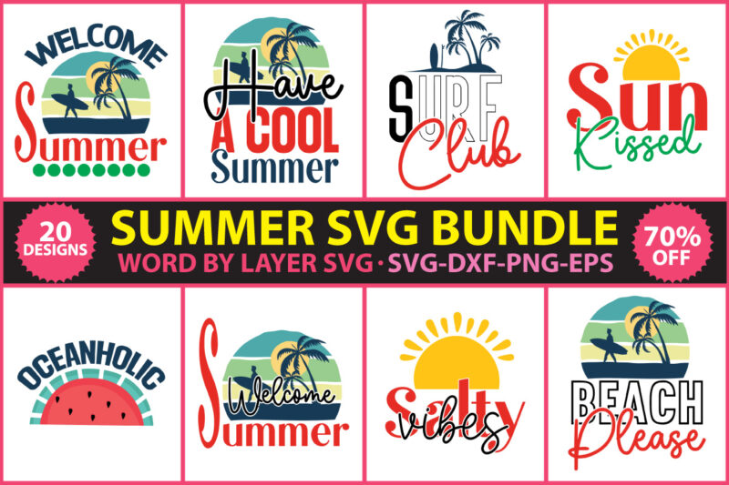 Summer t-shirt design Bundle, Summer vector t-shirt design, Summer SVG Bundle, Hello Summer Svg, Summer SVG Bundle, Summer Svg, Beach Svg, Summer Design for Shirts, Summertime Svg,Summer Bundle SVG, Beach