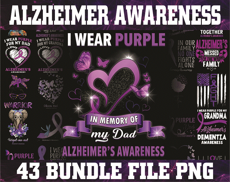 Bundle 43 Alzheimer Awareness Png, Awareness Elephant Purple Png