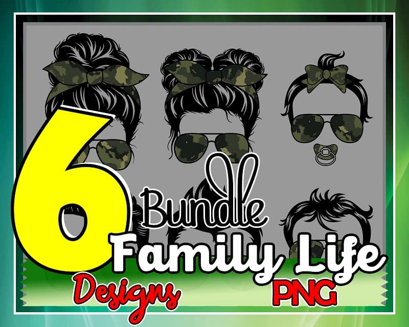 Bundle 06 Designs Family Life Png, Camo Glasses Fam Life Png, Mom Life ...