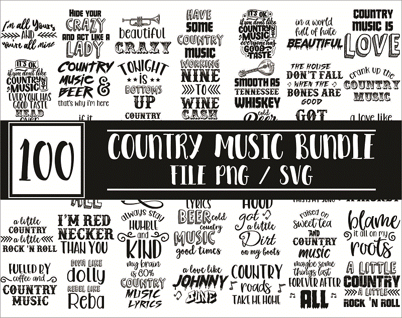 Bundle 100 Country Music SVG/PNG Files For Cricut, Country Music svg, Music svg Bundle, Music svg Shirt, Music Lovers svg, Instant Download 1015565186