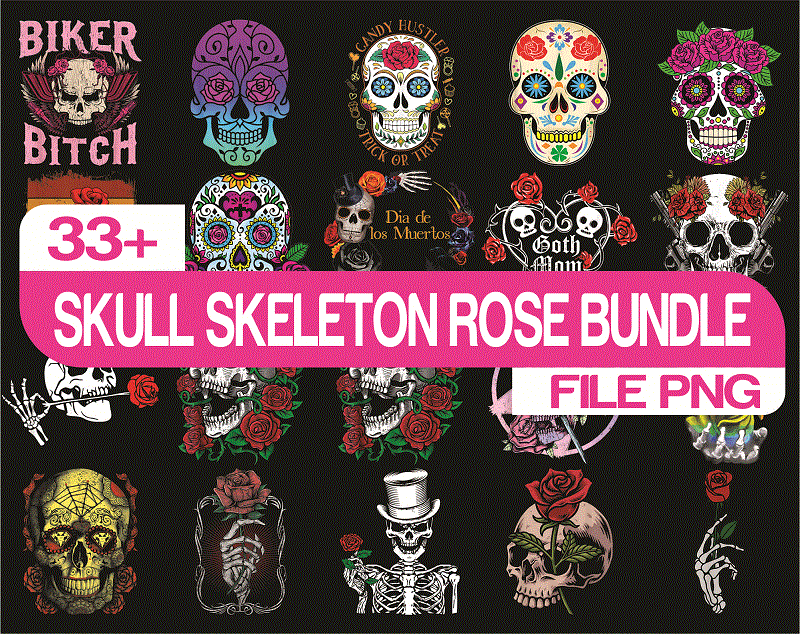 35+ Skull Skeleton Rose PNG Bundle , FLower Skull png, ROSE png Floral Skull Clip Art, Skull Mom Life png, Skeleton, PNG For Sublimation 1020974926