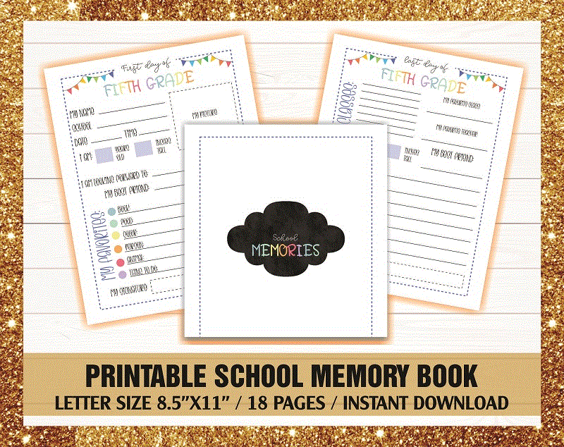 Printable Back to School Interview, Kid’s First and Last Day of School, Editable School Memory Book, Preschool-5th grade, Instant Digital 1025797884