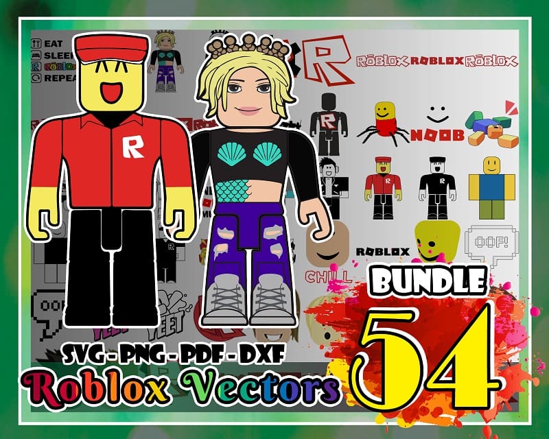 54 Designs Roblox Vectors Bundle, Roblox svg, png, dxf, Roblox Face svg, Roblox svg Cut Files, Silhouette, Roblox Clipart, Digital Download 1005071474