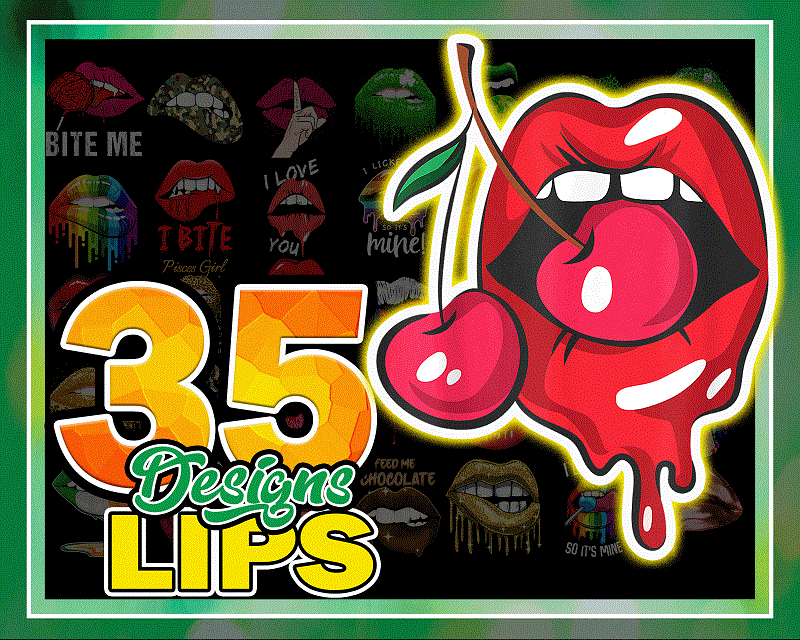 35 Designs Lips PNG, Kiss Lips Png, Dripping Lips, Leopard Lips, Sexy Biting Lips, Green Lips PNG, Colorful Lips, Digital Download 980018931