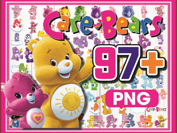 97 care bears clipart- png images 300dpi digital, clip art, instant download, graphics transparent background scrapbook 980324195