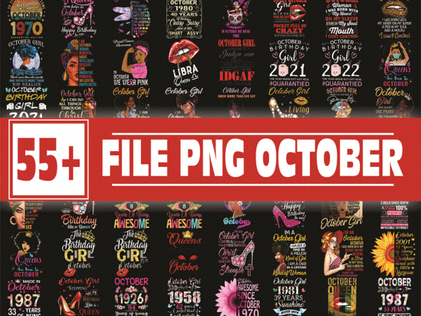 Bundle 57 designs october png, october girls png, a queen was born in october birthday png, in october we wear pink png, digital download 868498130