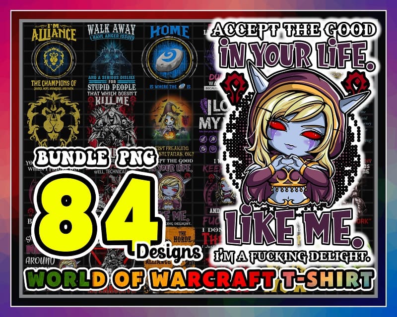 Combo 84 Designs PNG Bundle, World Of Warcraft T-Shirt, T Shirt Mug Bundles, Digital Download 1016401579