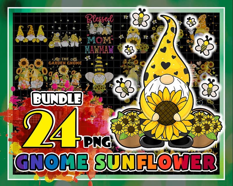 24 Designs Gnome Sunflower Png, Honey Bee Gnome Png, Let It Be Gnome Png, Hippie Gonome Png, Gnome with Sunflower, Sublimation Hippie Gnome 1019083071