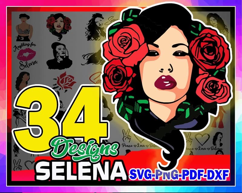 34 Design Selena Svg Bundle , Peace Love Selenas, Anything For Selenas Png, Pdf, Dxf, Cutting file for Cricut, Sublimation, Digital Download 1022516940