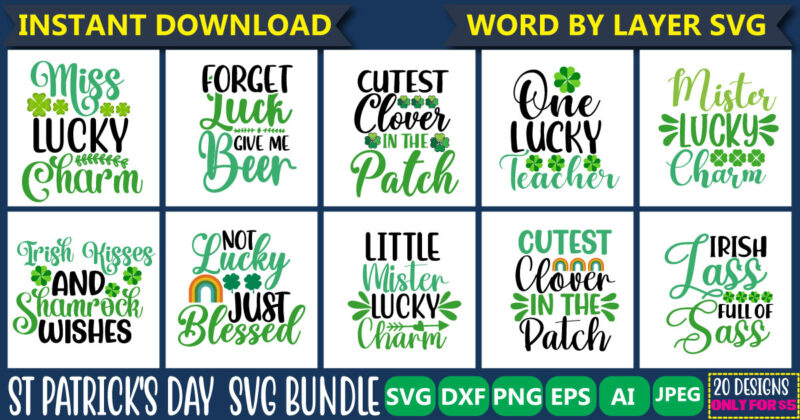 St Patrick's Day SVG Bundle, Lucky svg, Irish svg, St Patrick's Day Quotes, Shamrock svg, Clover svg, Cut File, Cricut, Silhouette, PNG,St Patrick's Day SVG Bundle, Lucky svg, Irish svg,