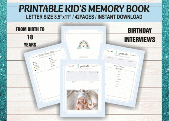 Printable Kid’s Memory Book, Birthday Interview Letter, Birthday Interview Pages, Childhood Memory Journal, 0-18 years, Instant Download 959755968