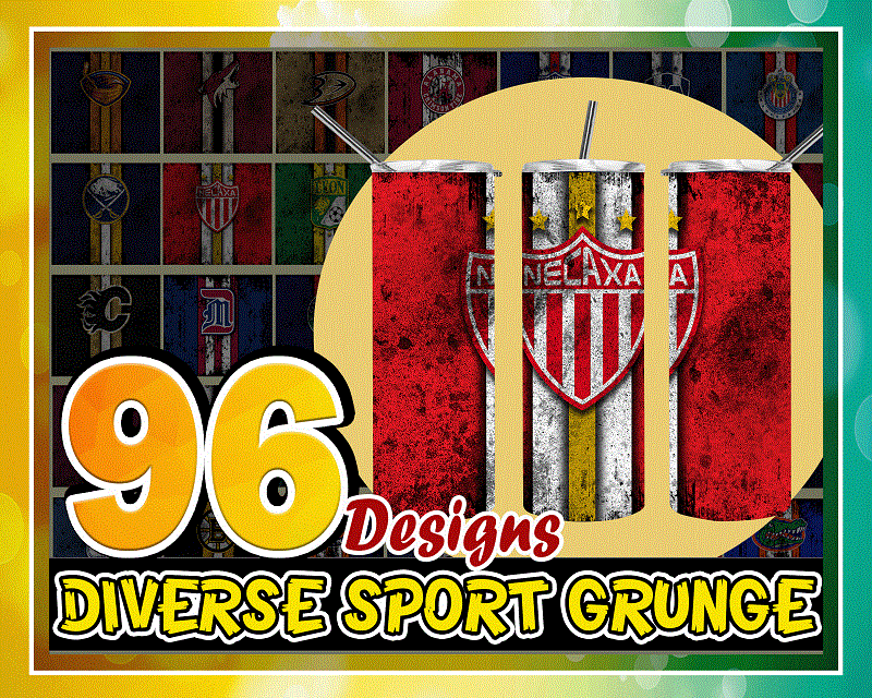 96 Diverse Sport Grunge Designs, Straight Tapered, Template For Sublimation, Full Tumbler Wrap, PNG Digital Download, Tumbler Sublimation 1000618922