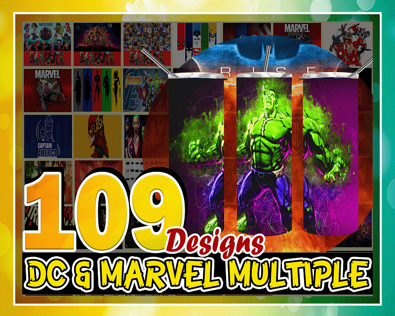 109 DC & MARVEL Multiple Designs, 20oz Skinny Straight Tapered Bundle, Template for Sublimation, Full Tumbler Wrap, PNG Digital Download 1000618922