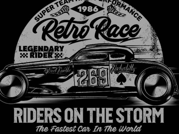 Retro race car illustration graphic 2