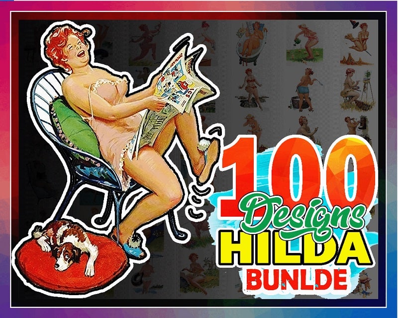 100 Designs Hilda 10 Illustrations, Picture Poster Art Clipart, Cartoon, Pinup Pin up, Plus Size, Vintage Antique Retro, Digital Download 715118047