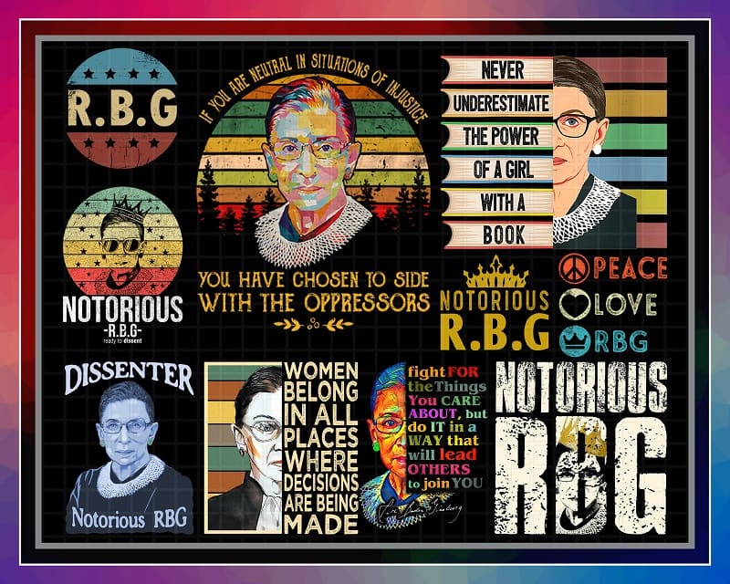 — Bundle 10 Notorious Rbg Png, RBG Quotes Sublimation Png, R.B.G Png, Dissenter Notorious Rbg, Peace Love Rbg, Cut File Png, Instant Download 862533540