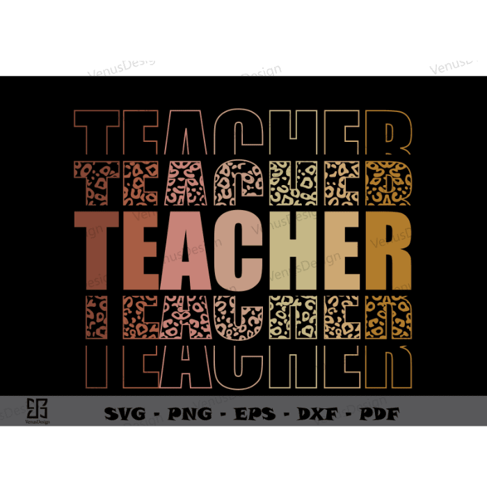 Teacher Leopard Pattern Sublimation File, Teacher Day Gift Tshirt Design