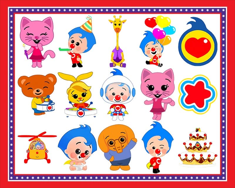 Bundle 31 Plim Plim the clown and Friends, images PNG, clipart, Plim Plim Cartoon Characters Png, Transparent Background, Instant Download 971509863