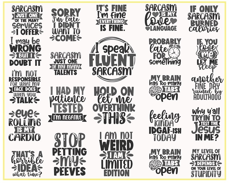 22 Sarcastic Bundle SVG, I Speak Fluent Sarcasm Cut Files, DXF Files, Sarcastic Quotes SVG, Sarcastic Saying, Funny Shirt, Digital Download 790524492