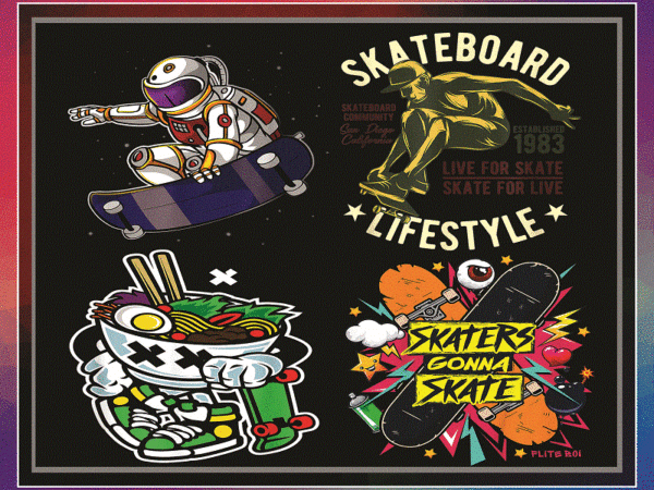 26 bundle skateboard png, skeleton skateboard png, skateboarding png, skating astronaut, skateboarder gift, vintage skateboarding png. 955114311