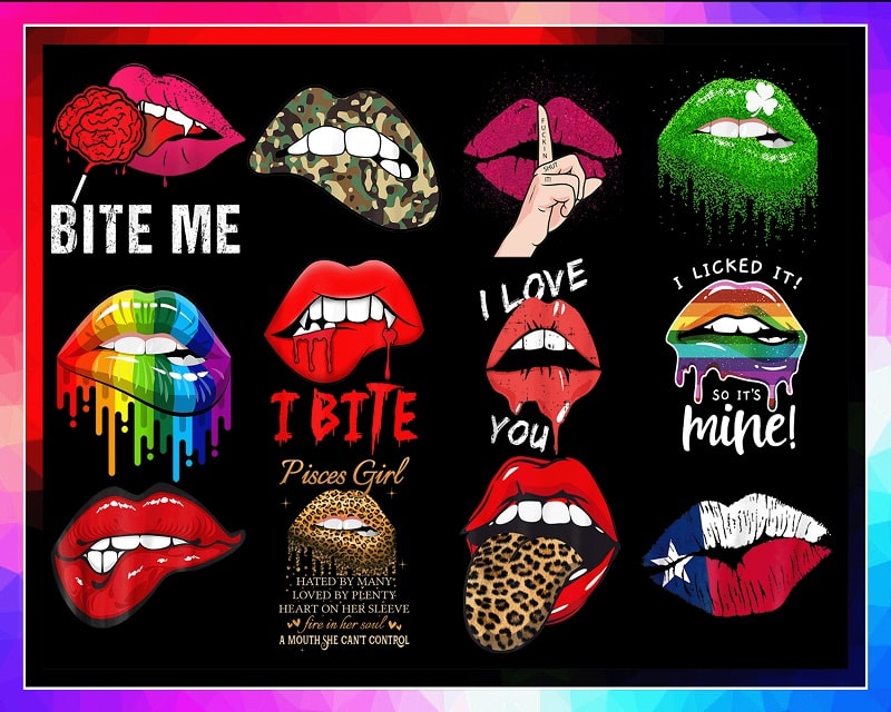 35 Designs Lips PNG, Kiss Lips Png, Dripping Lips, Leopard Lips