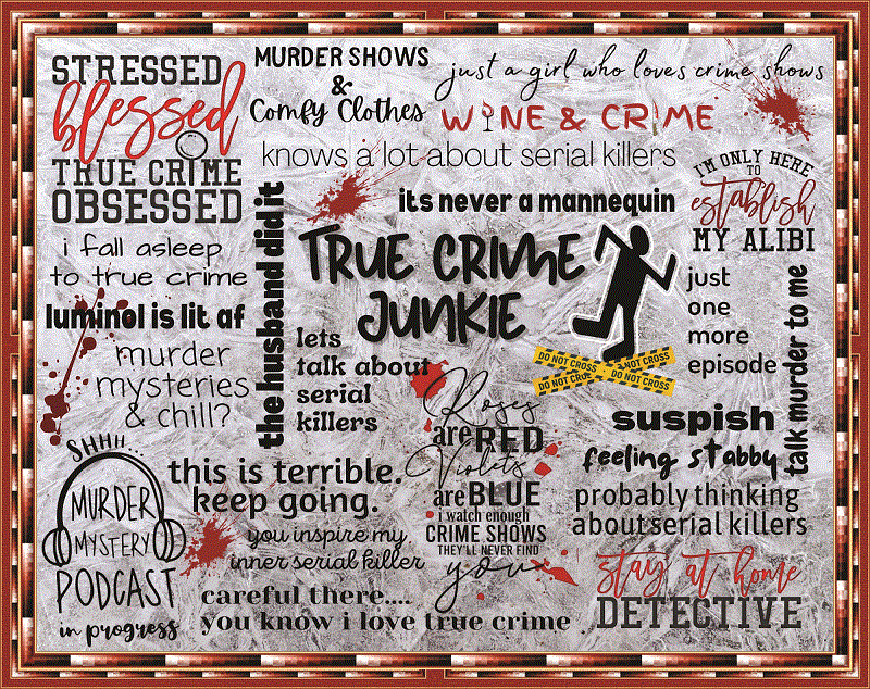 True Crime, Fan Sheet, Collage, PNG, JPG, Sublimation, tumbler wrap, Digital File, Waterslide, Instant Download 954763397