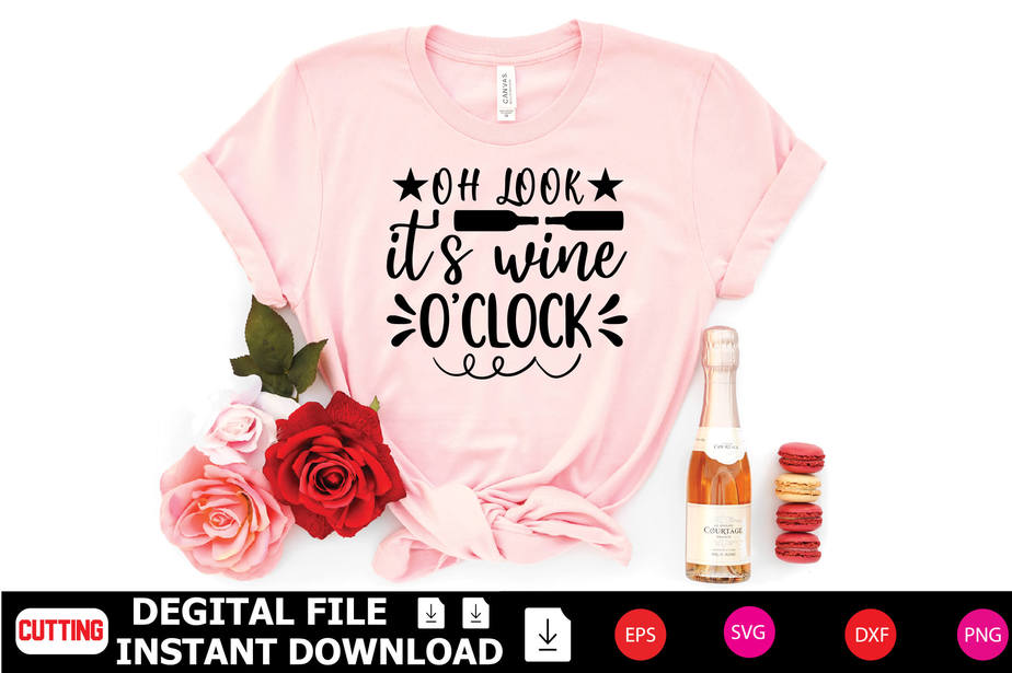 Oh Look It's Wine O'clock t-shirt Design - Buy t-shirt designs