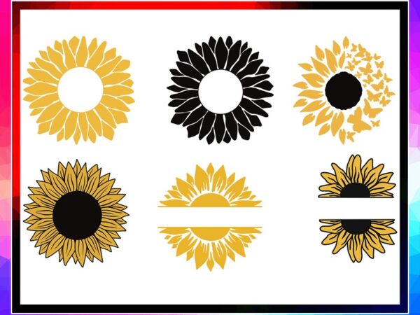 Bundle 33 sunflower svg/png files, sunflower monogram svg, cricut cutting files, sunflower wreath svg, sunflower clipart, instant download 967056639 t shirt template