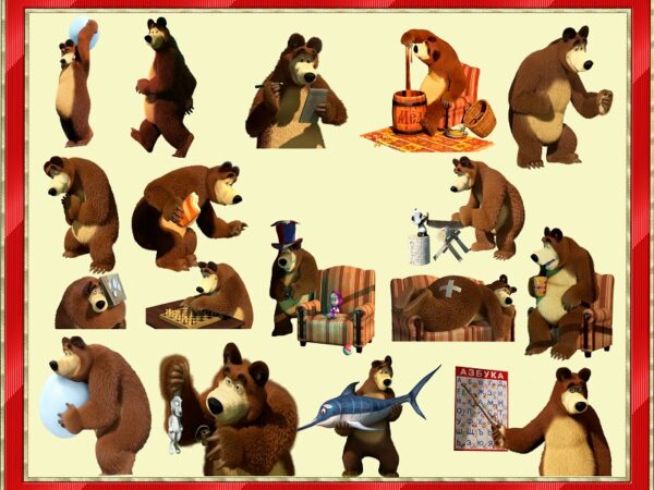 111 masha and the bear png, masha and the bear clipart- png images 300dpi digital, clip art, instant download, graphics transparent background scrapbook 971446232