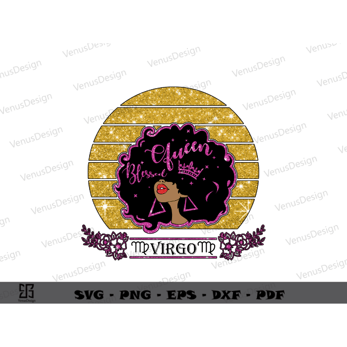 Birthday afro Girl Shirt sublimation files & Virgo Party design ideas, Blessed Queen Art Png Files, Black Magic Girl Art