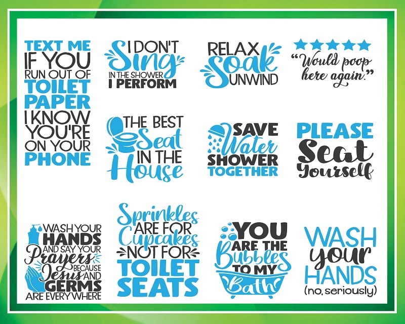 40 Funny Bathroom Bundle, Bathroom Cut File, Funny Bathroom Clipart, Bathroom Quotes, Printable Vector, Commercial Use, Instant Download 781868588