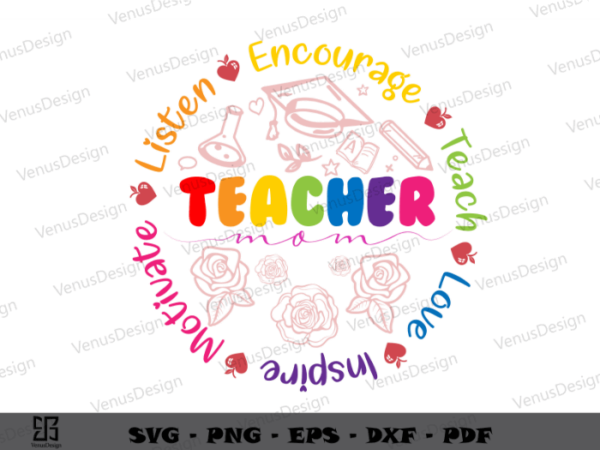 Teacher mom word art svg png design, teachers day tshirt designs