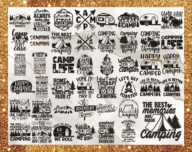 Combo 46+ Caming SVG Bundle, Camp Life SVG, Happy Camper, Camping Shirt, Queen of The Camper Cut File, King of The Camper, Instant Download CB613446559