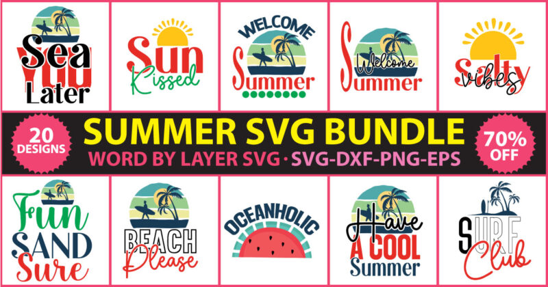 Summer t-shirt design Bundle, Summer vector t-shirt design, Summer SVG Bundle, Hello Summer Svg, Summer SVG Bundle, Summer Svg, Beach Svg, Summer Design for Shirts, Summertime Svg,Summer Bundle SVG, Beach