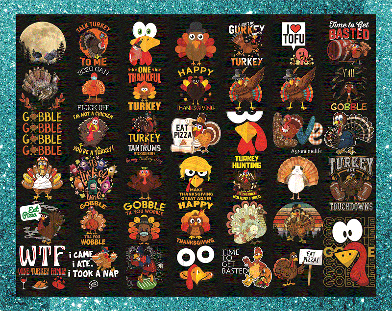 Combo 40+ Turkey Thanksgiving Png Bundle, Thanksgiving Sublimation, Turkey Clip Art, Turkey PNG, Sublimation Design, Fall PNG, Fall Clip Art 1048808323