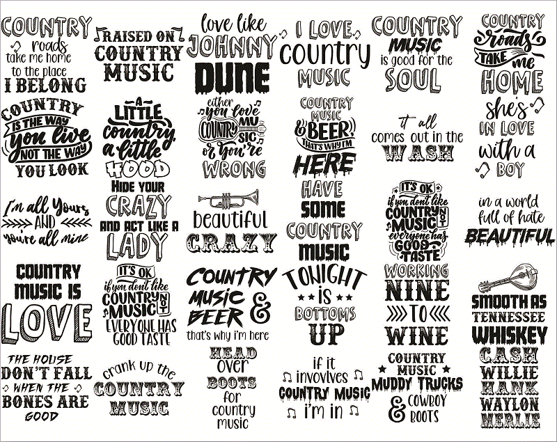 Bundle 100 Country Music SVG/PNG Files For Cricut, Country Music svg ...