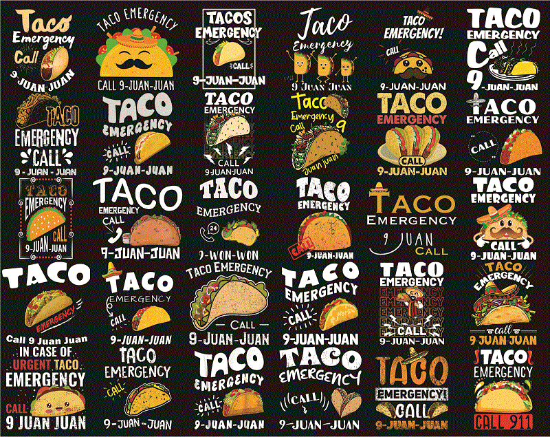 32 Taco Emergency Png Bundle, Taco Lover Shirt, Mexican Food Lover, Cinco de Mayo Tank, Funny Mexican Food, Taco Emergency Call 9 Juan Juan 1032779571