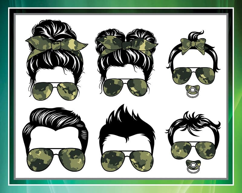 Bundle 06 Designs Family Life Png, Camo Glasses Fam Life Png, Mom Life Dad Life Kid Life Png, Messy Bun Hair Camo Png, Sublimation Download 987213531