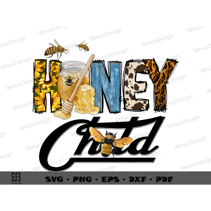 Western Honey Child Gift For Bee Day Design Png File , Bee Sunflower Pattern Cameo Hvt Prints, Bee Art Sublimation Design