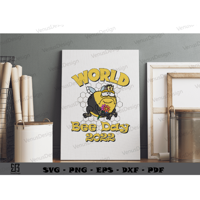 World Bee Day Sublimation PNG Design Honey Bee, Yellow Bee Art Png Files, Funny Bee Vector Cameo Htv Prints