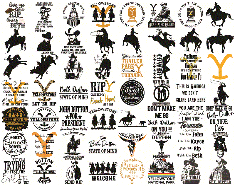 Bunde 75+ Yellowstone svg, Yellowstone SVG, PNG, DXF, Yellowstone svg cut fies, Yellowstone Cipart, MusicArtStore Digital Download 1019134239