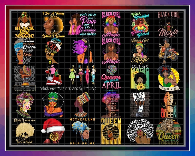 Bundle 170 Designs Black Queen Png, Black Girl Magic, Black Melanin ...