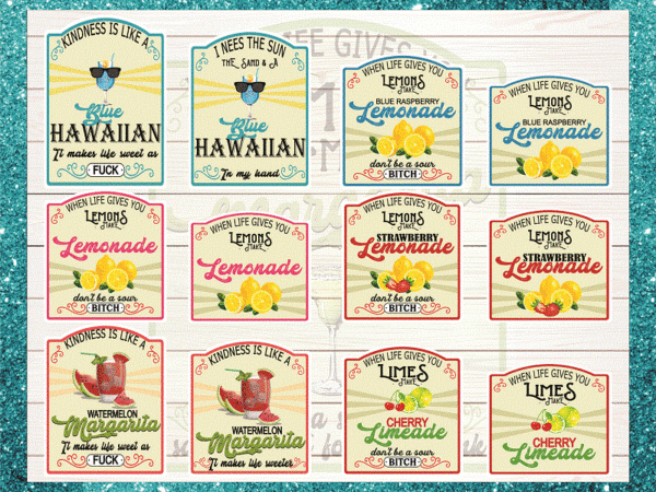 Bundle 32 png printed tumbler label sticker decals, mix & match graphics, lemonade, white waterslide, clear waterslide, digital download 1022413628