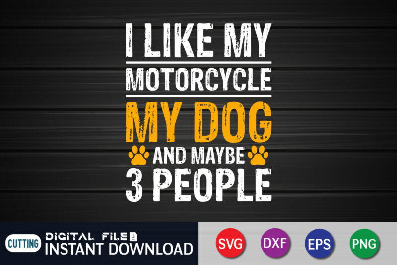 I Like My Motorcycle My Dog and Maybe 3 People T Shirt print template