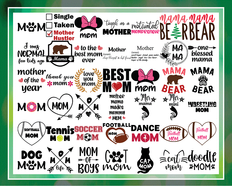 Combo 240+ Mom Bundle, Huge Pet Mom SVG Bundle, Cat Mom& Dog Mom Quotes SVG, png, dxf, svg, eps, jpg, Mamasaurus PNG, Digital Download CB719318033